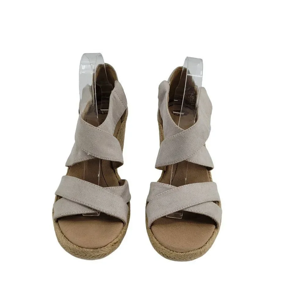 Dr. Scholl's‎ Visitors Platform Espadrille Open Toe Wedge Sandals Tan Size 10